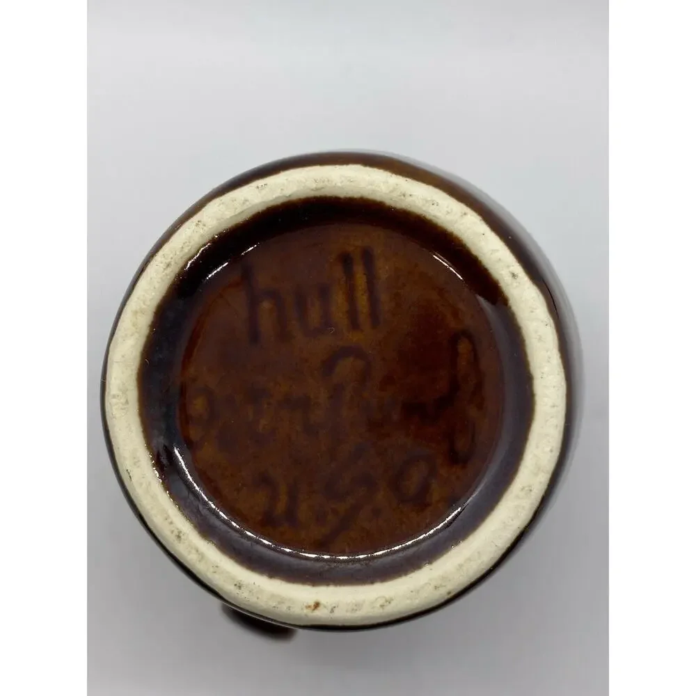 Vintage Hull Oven Proof Pottery Small Pitcher Creamer Syrup Brown Drip Glaze USA
